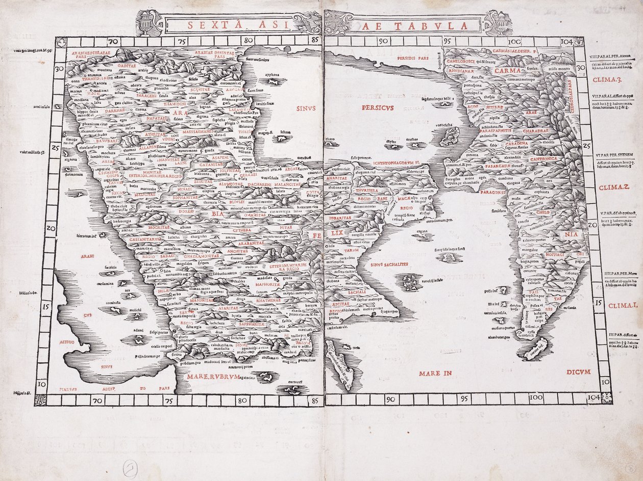 Sexta Asiae Tabula, 1511 von Ptolemy