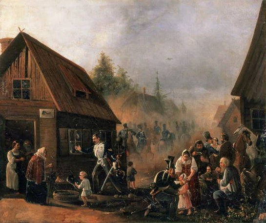 Szene aus dem Russisch-Französischen Krieg 1812, 1852 von Pyotr Baykov