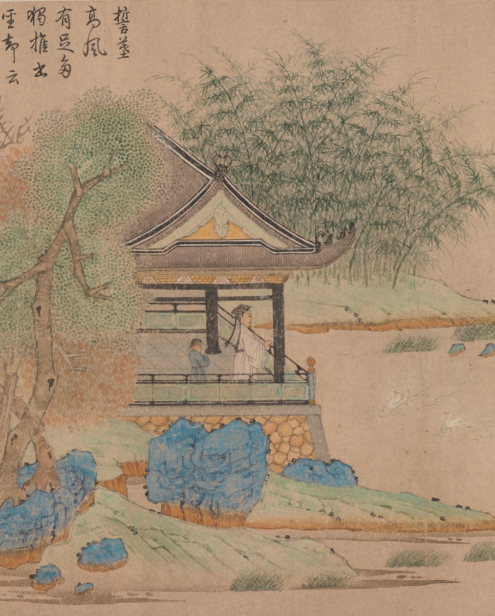 Wang Xizhi beobachtet Gänse, ca. 1295 von Qian Xuan
