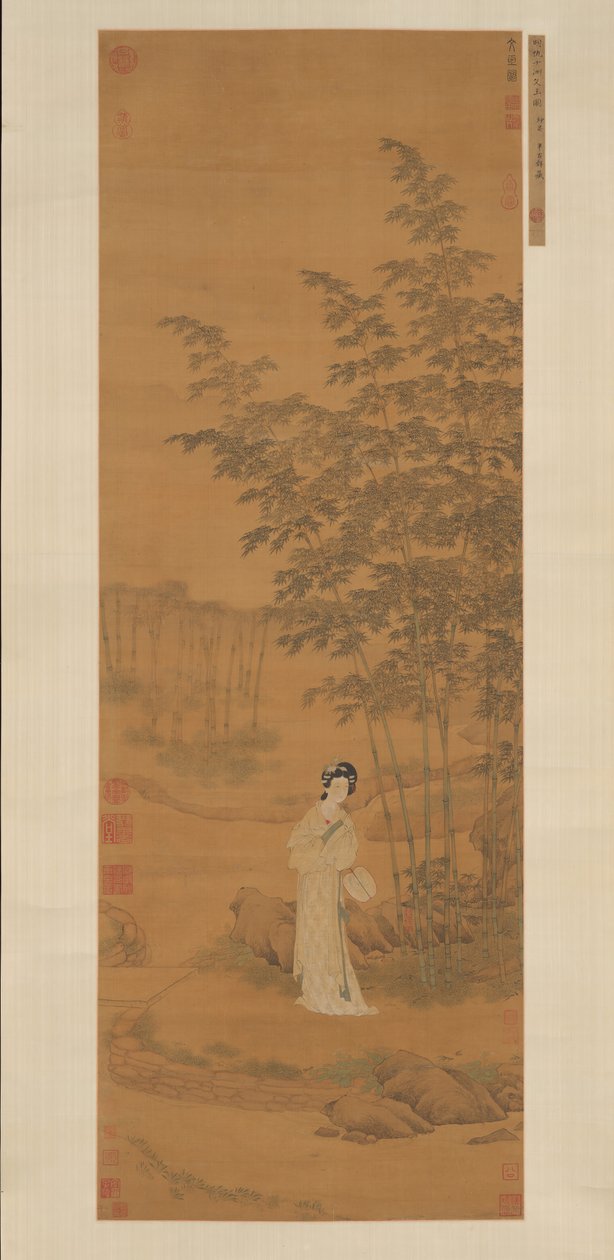 Dame in einem Bambushain von Qiu Ying