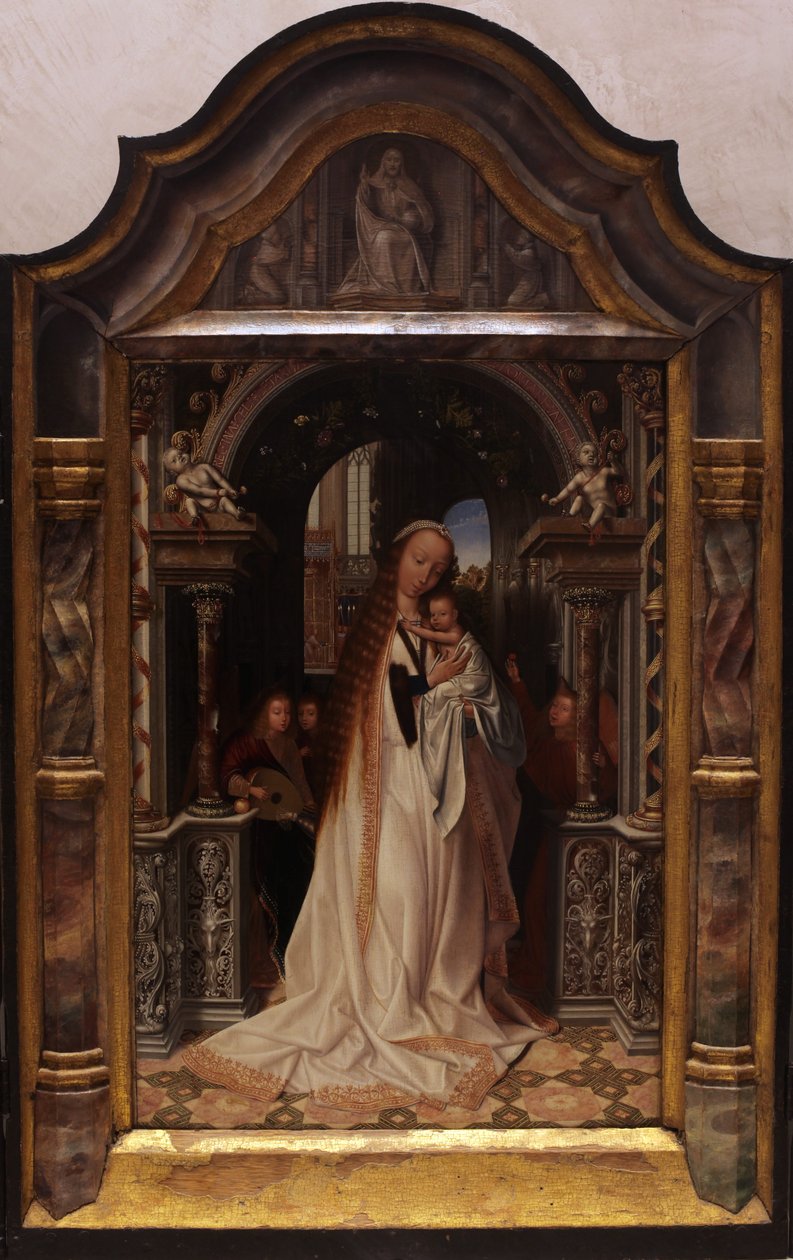 Die Jungfrau mit dem Kind, umgeben von Engeln von Quentin Matsys