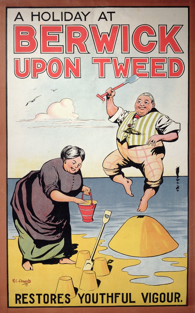 Ein Urlaub in Berwick stellt jugendliche Kraft wieder her, Tourismusplakat, 1913 von R.C. Clements
