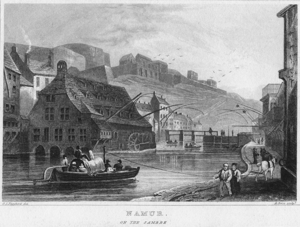 Namur. An der Sambre, 1850 von R. Brice