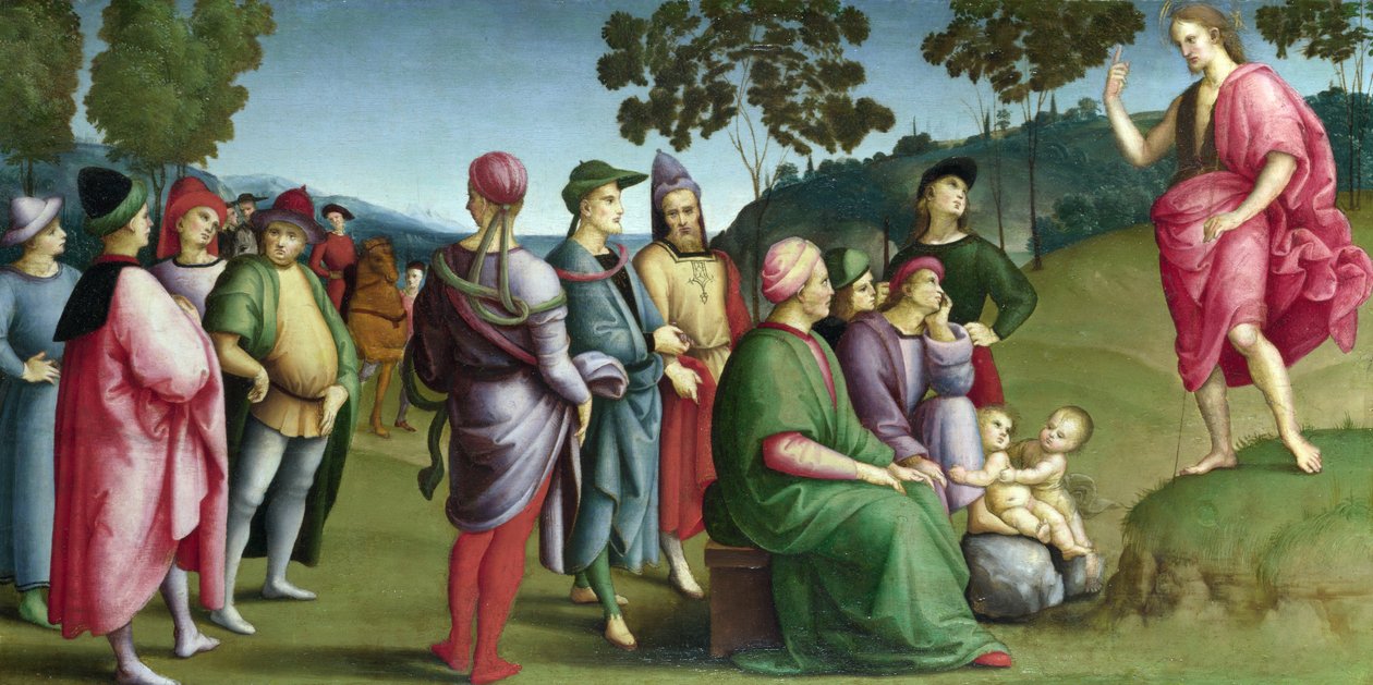 Johannes der Täufer predigt von Raffaello Sanzio Raphael