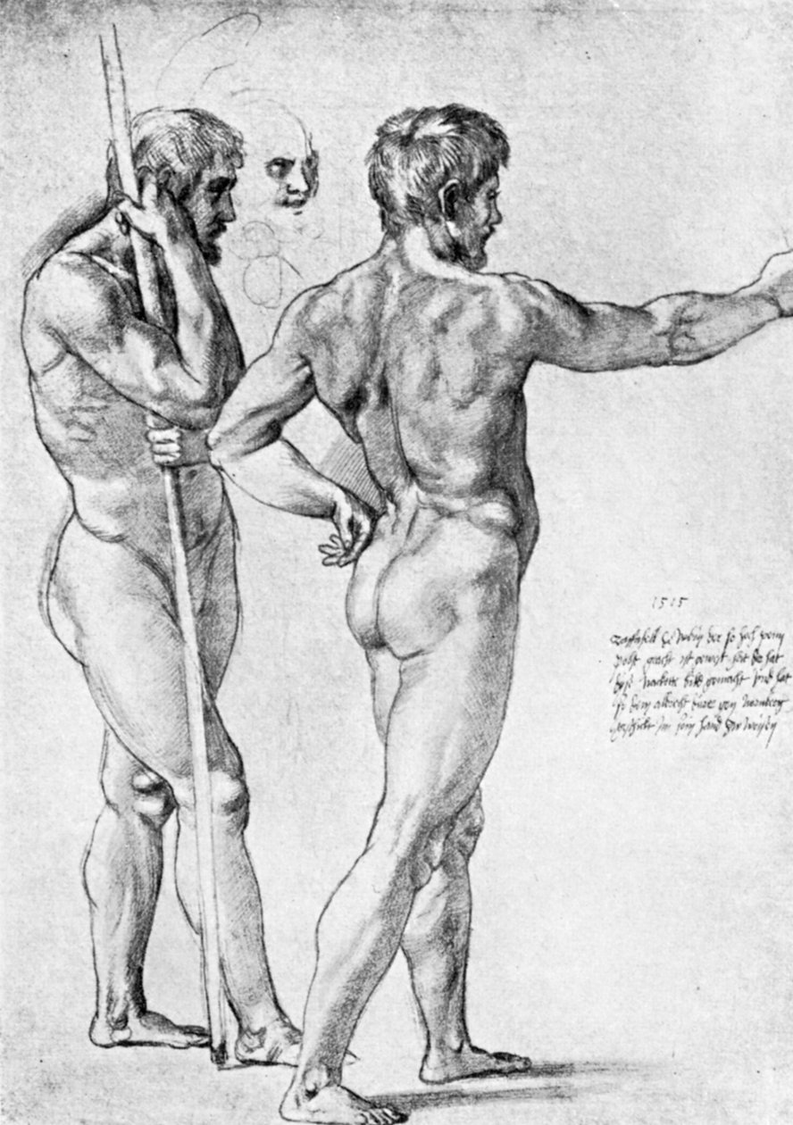 Zwei männliche Aktstudien, 1515, 1912 von Raffaello Sanzio Raphael
