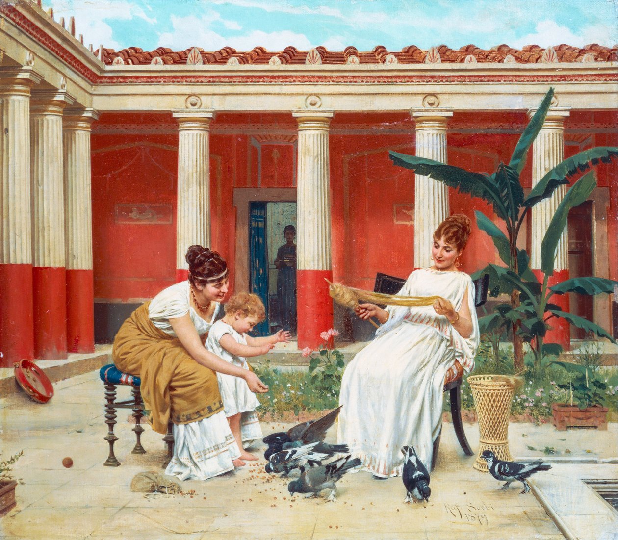 Tauben füttern von Raffaello Sorbi