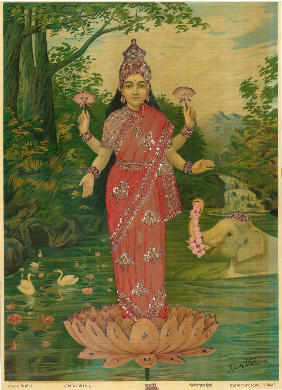 Lakshmi Verziert, von Ravi Varma Press von Raja Ravi Varma
