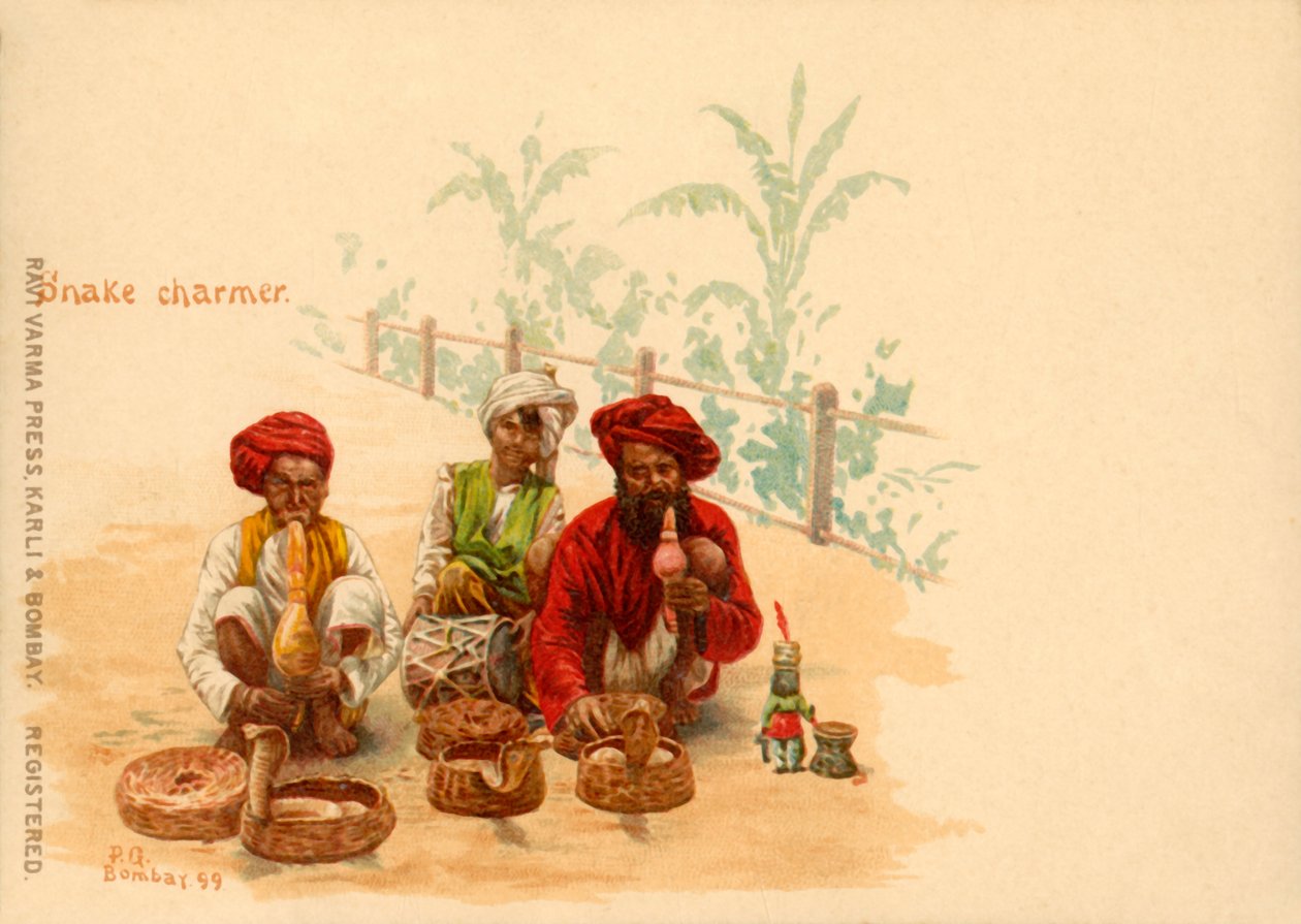 Schlangenbeschwörer, 1899 von Raja Ravi Varma