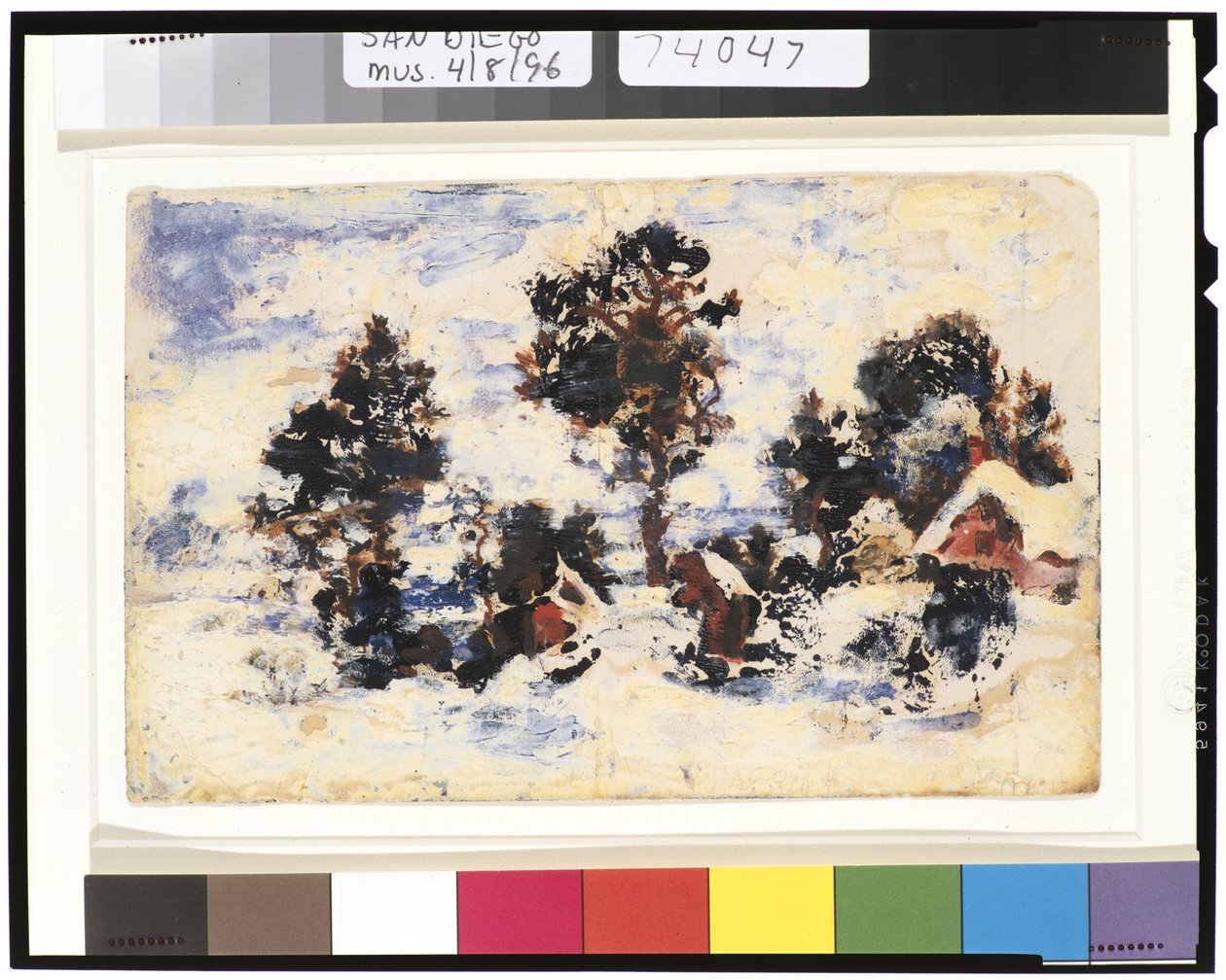 Winterlandschaft mit rotem Gebäude, 1901-15 von Ralph Albert Blakelock