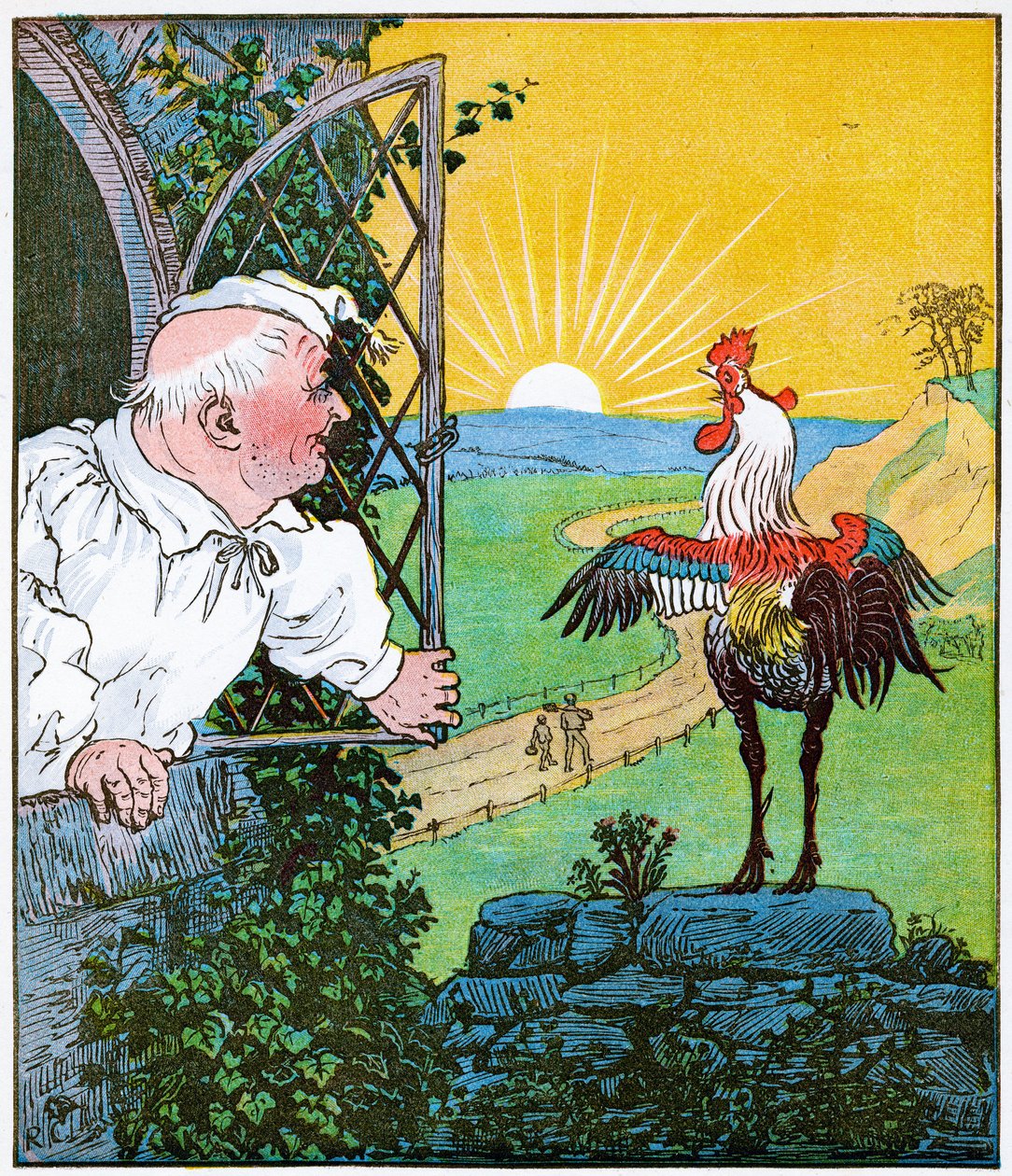 Das ist der Hahn, der am Morgen krähte, der den Richter weckte, der rasiert und geschoren war (Illustration aus 