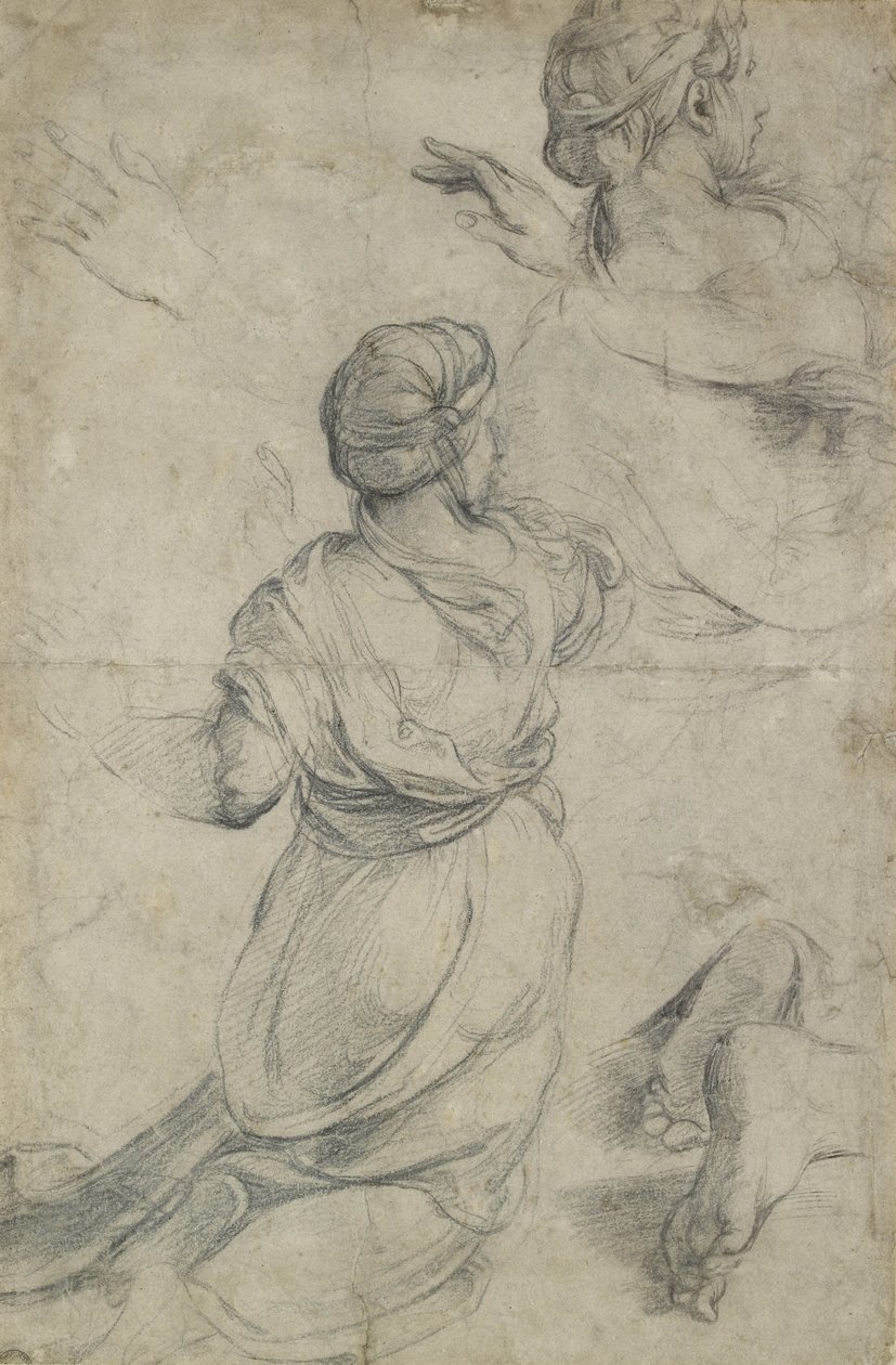 Studien für zwei kniende Frauen von Raffaello Sanzio Raphael