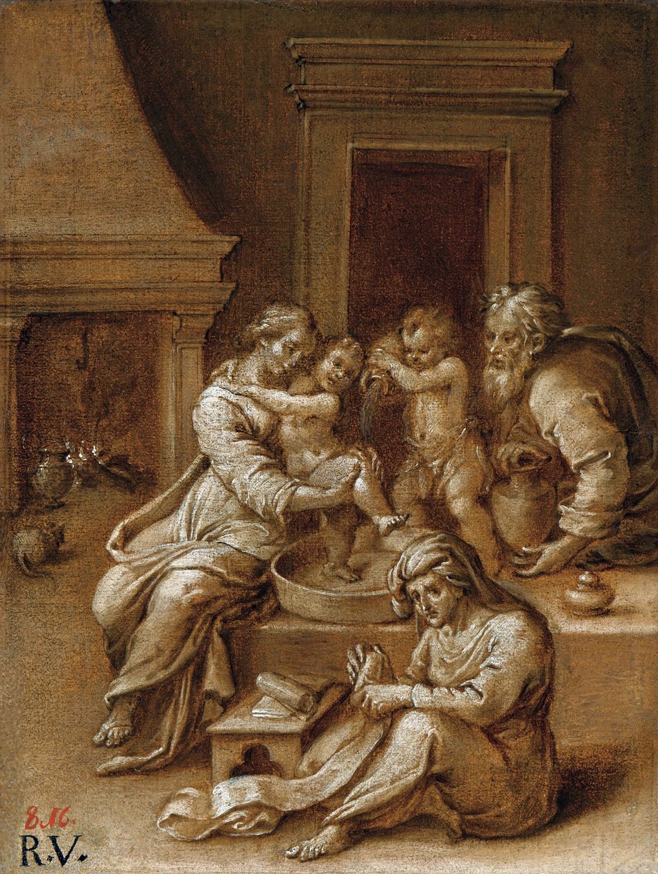 Das Bad des Jesuskindes von Raffaello Sanzio Raphael