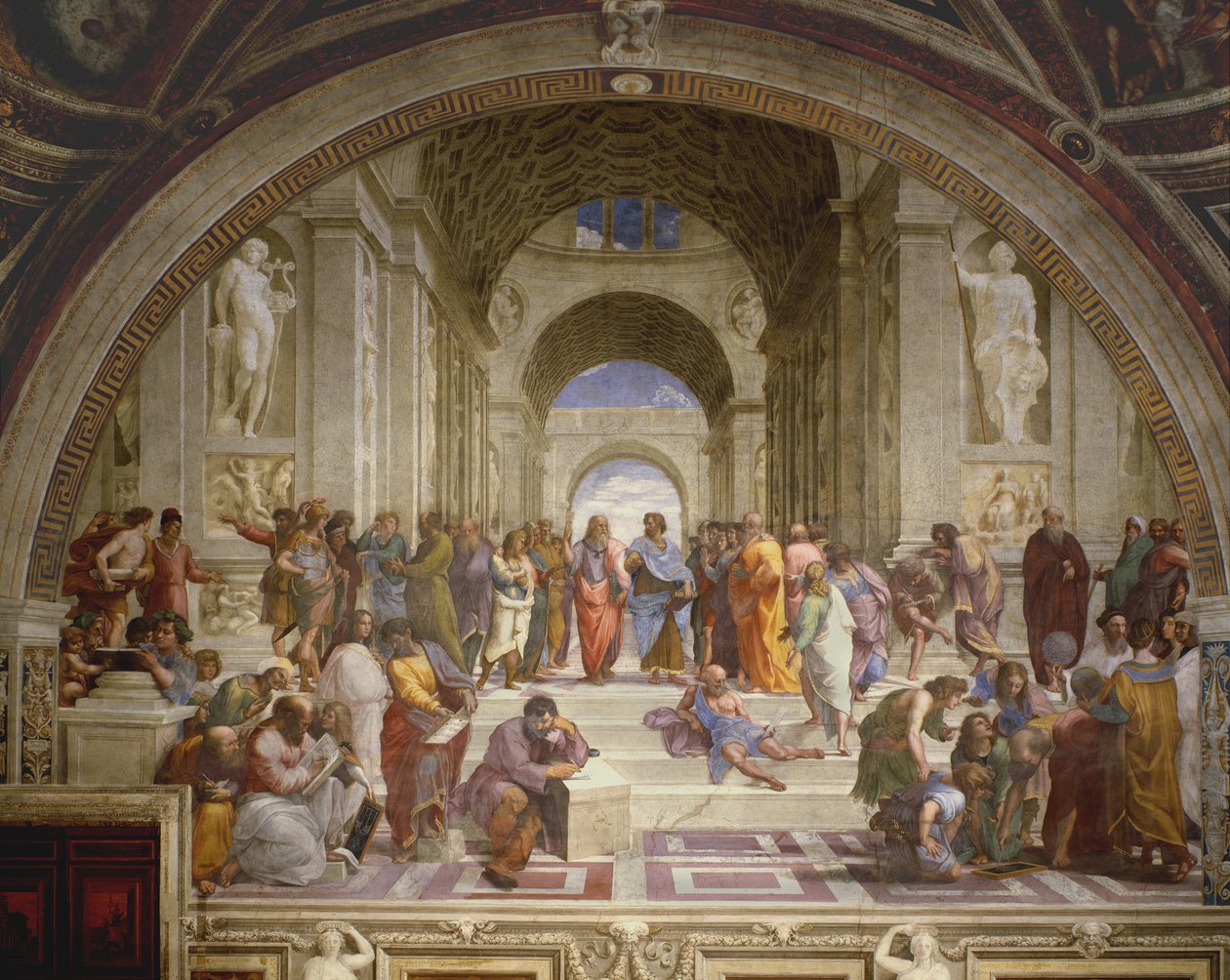 Die Schule von Athen, aus der Stanza della Segnatura, 1509-10 von Raffaello Sanzio Raphael