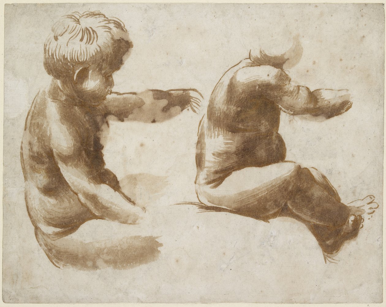 Zwei Lebensstudien eines nackten Kindes, WA1846.213 von Raffaello Sanzio Raphael