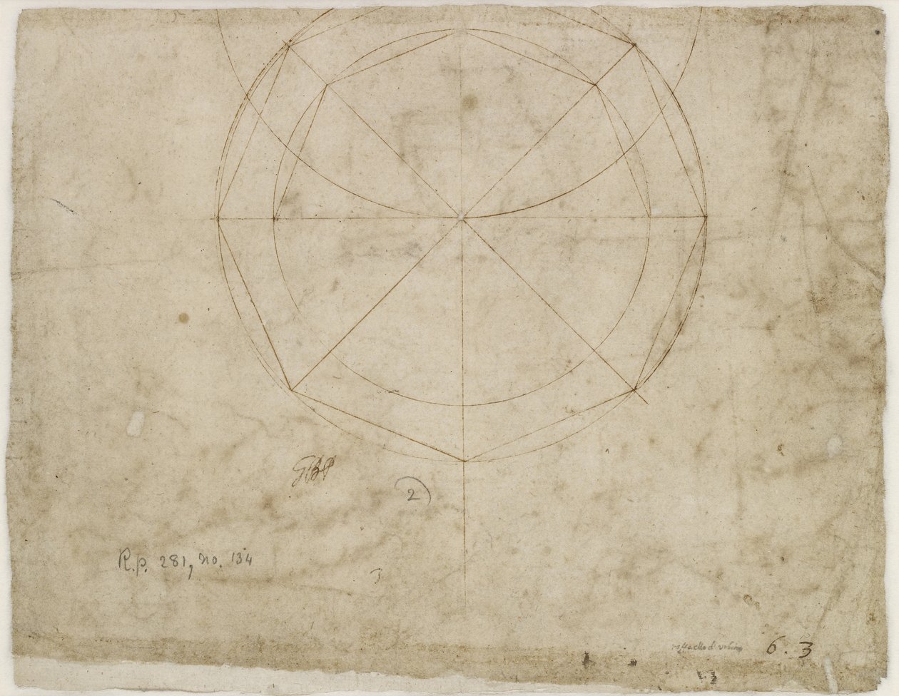 Verso: Sphärisches geometrisches Design, WA1846.199 von Raffaello Sanzio Raphael
