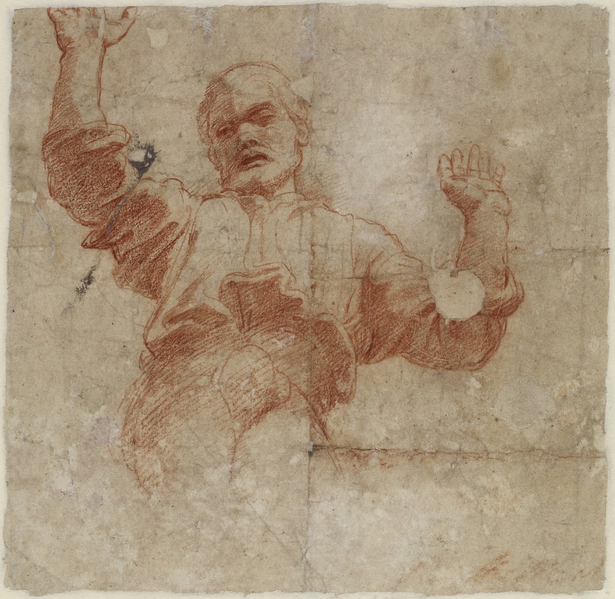 Verso: Studie für eine Figur des Allmächtigen, WA1846.207 von Raffaello Sanzio Raphael