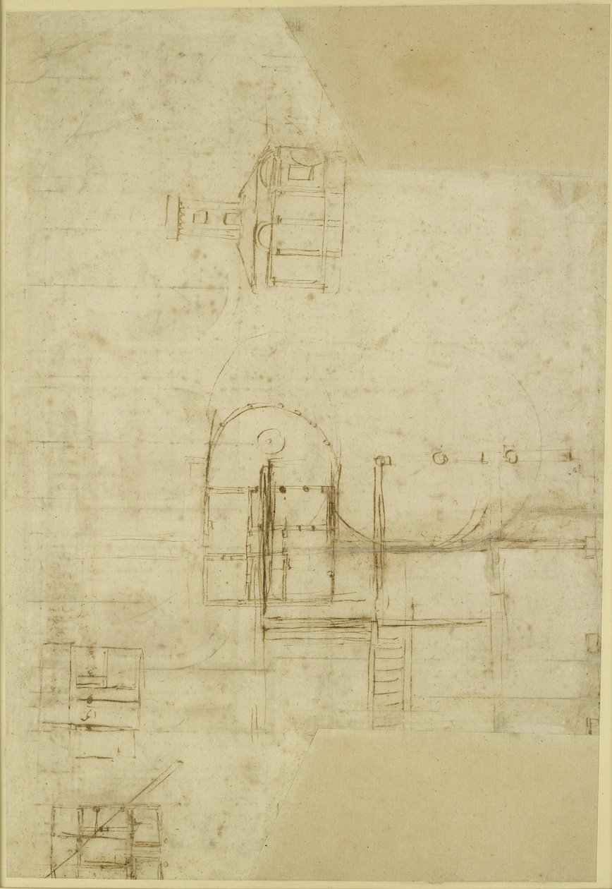 Verso: Verschiedene grob skizzierte Grundrisse, WA1846.215 von Raffaello Sanzio Raphael