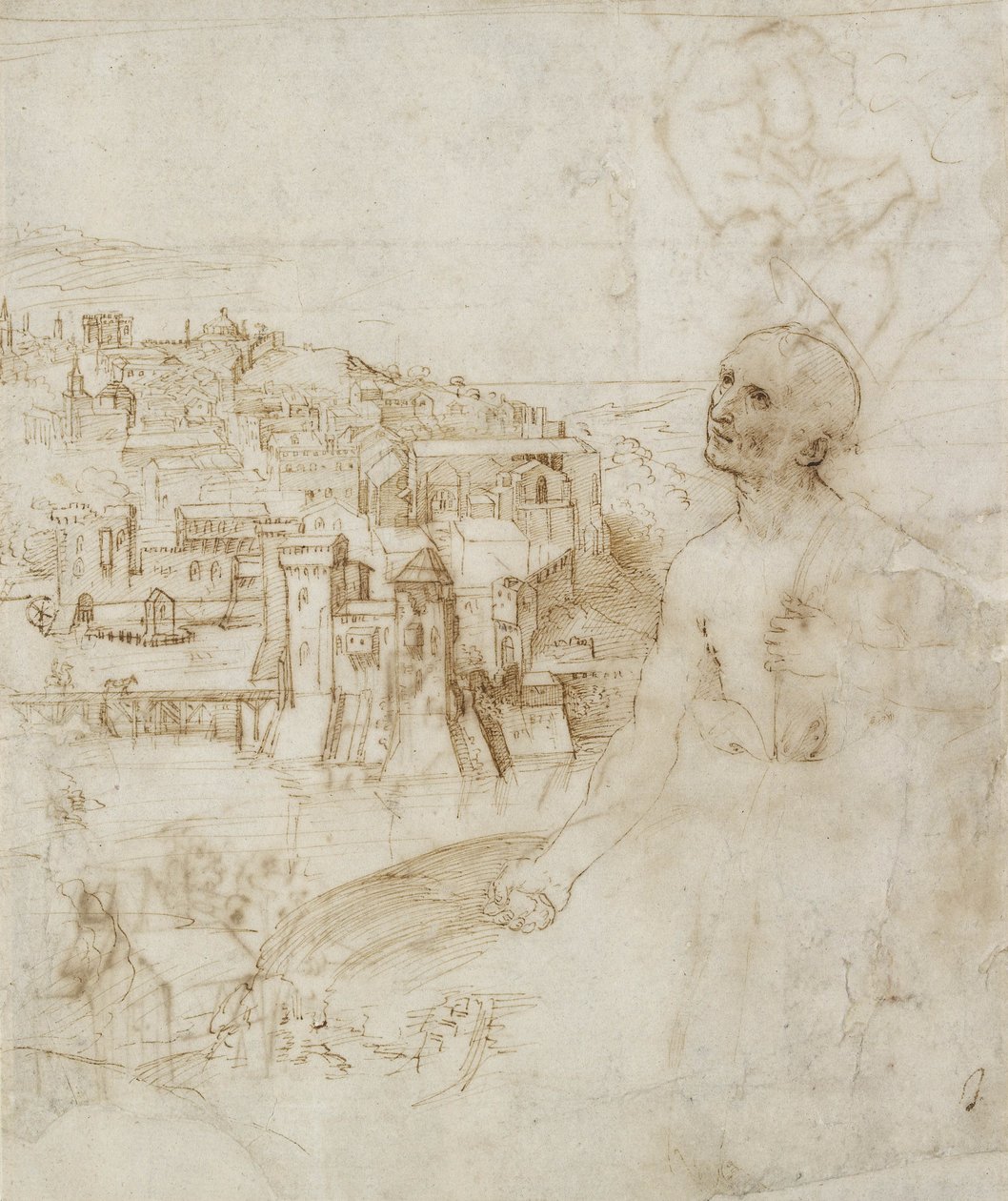 Ansicht der Stadt Perugia, mit dem reuigen St. Hieronymus im Vordergrund, 1504 von Raffaello Sanzio Raphael