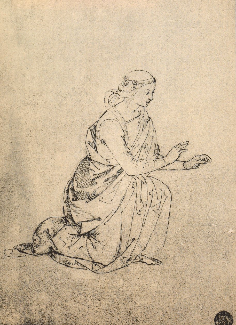 Weibliche Figur kniend (Zeichnung von Raphael) von Raffaello Sanzio Raphael