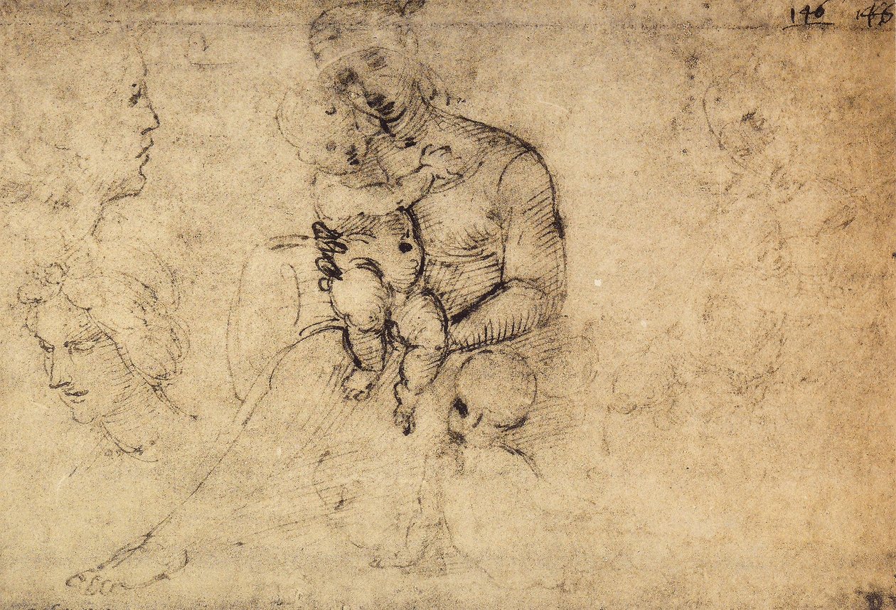 Studie von Madonna mit Kind von Raffaello Sanzio Raphael