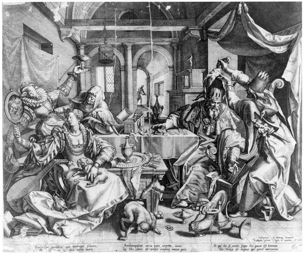 Der Narr und der König, 1588 von Raphael I Sadeler