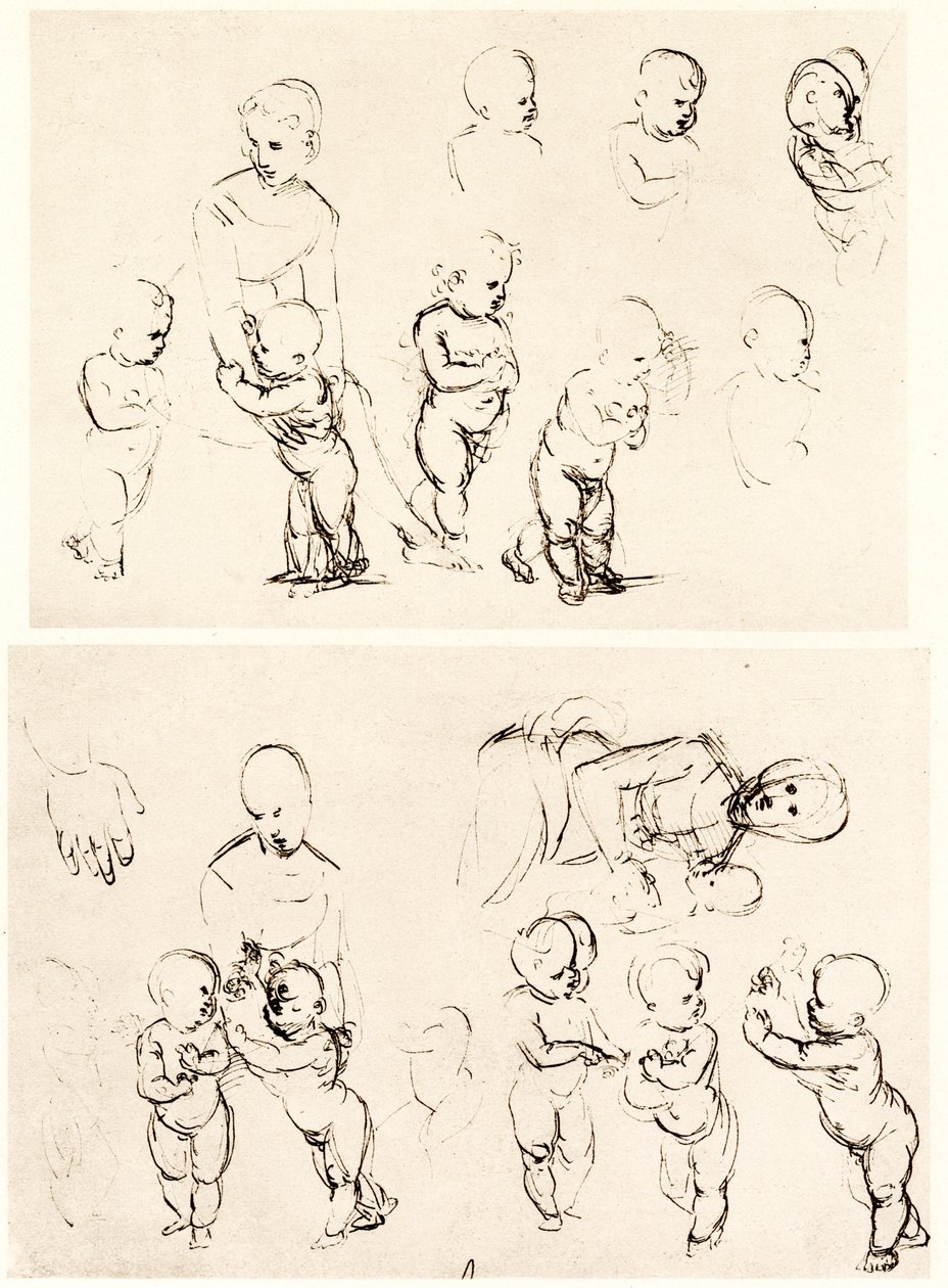 Verschiedene Entwürfe für Madonna auf dem Land von Raffaello Sanzio Raphael