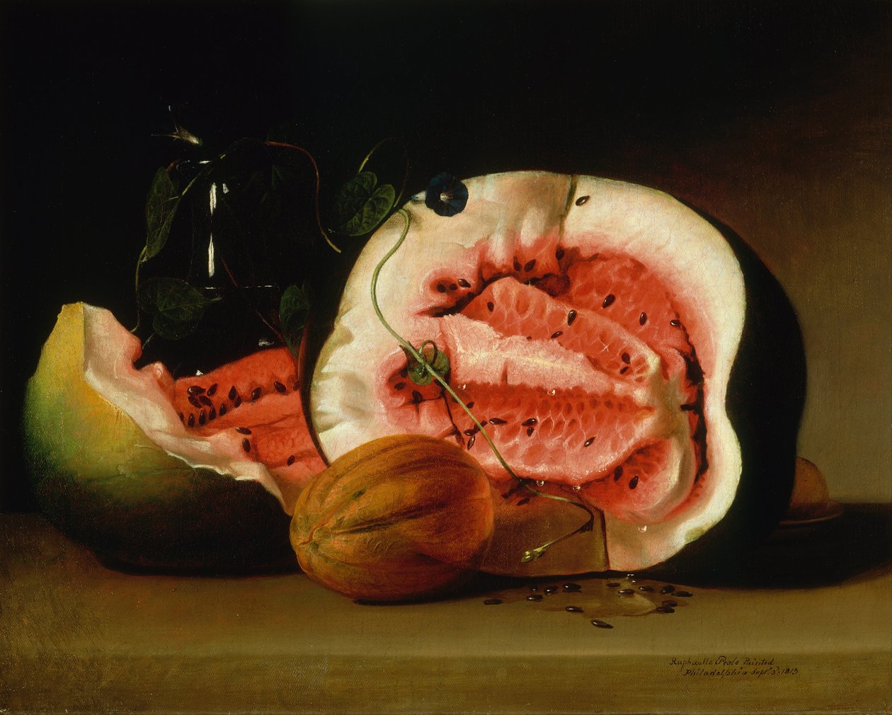 Melonen und Morgenruhm, 1813 von Raphaelle Peale