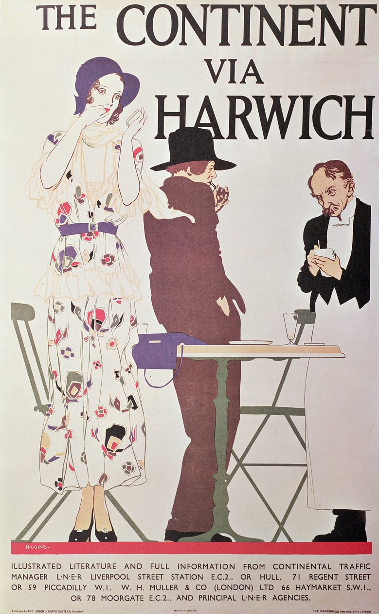 Der Kontinent über Harwich (Plakat) von Reginald Edward Higgins