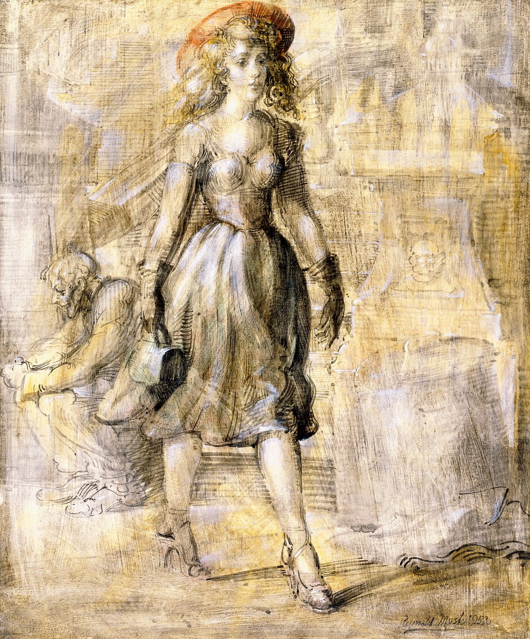 Mädchen auf der Stadtstraße von Reginald Marsh