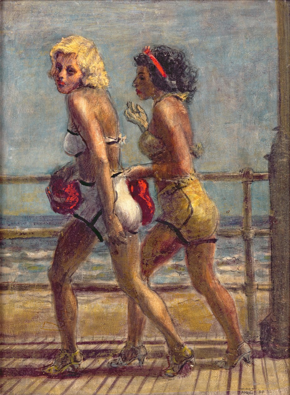 Zwei Mädchen auf der Promenade von Reginald Marsh