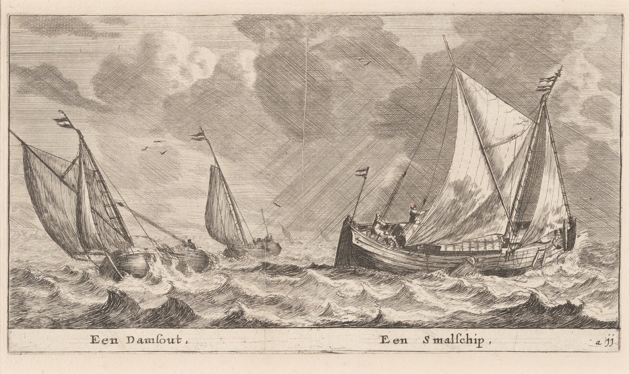 Eine Damschuit und ein "Smalschip" von Reinier Nooms, called Zeeman
