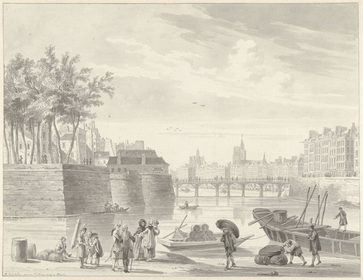 Ansicht der Pont Rouge, Paris von Reinier Vinkeles (I)