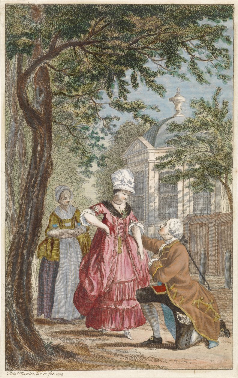 Herr kniet vor Dame von Reinier Vinkeles (I)