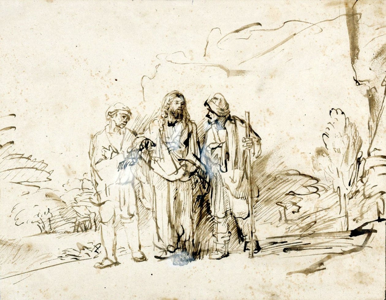 Christus mit zwei Jüngern auf dem Weg nach Emmaus von Rembrandt van Rijn