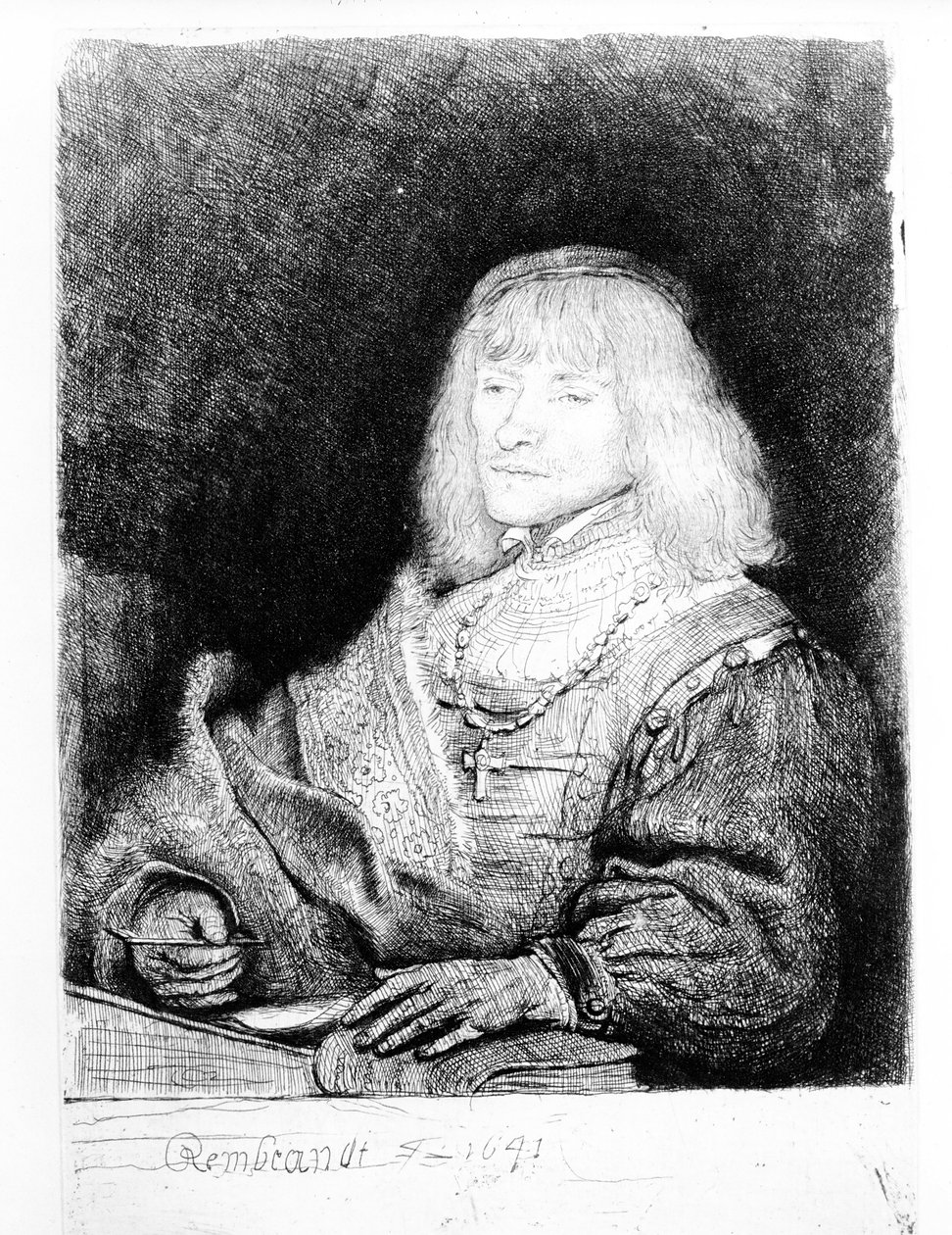 Porträt eines Mannes an einem Schreibtisch, 1641 von Rembrandt van Rijn