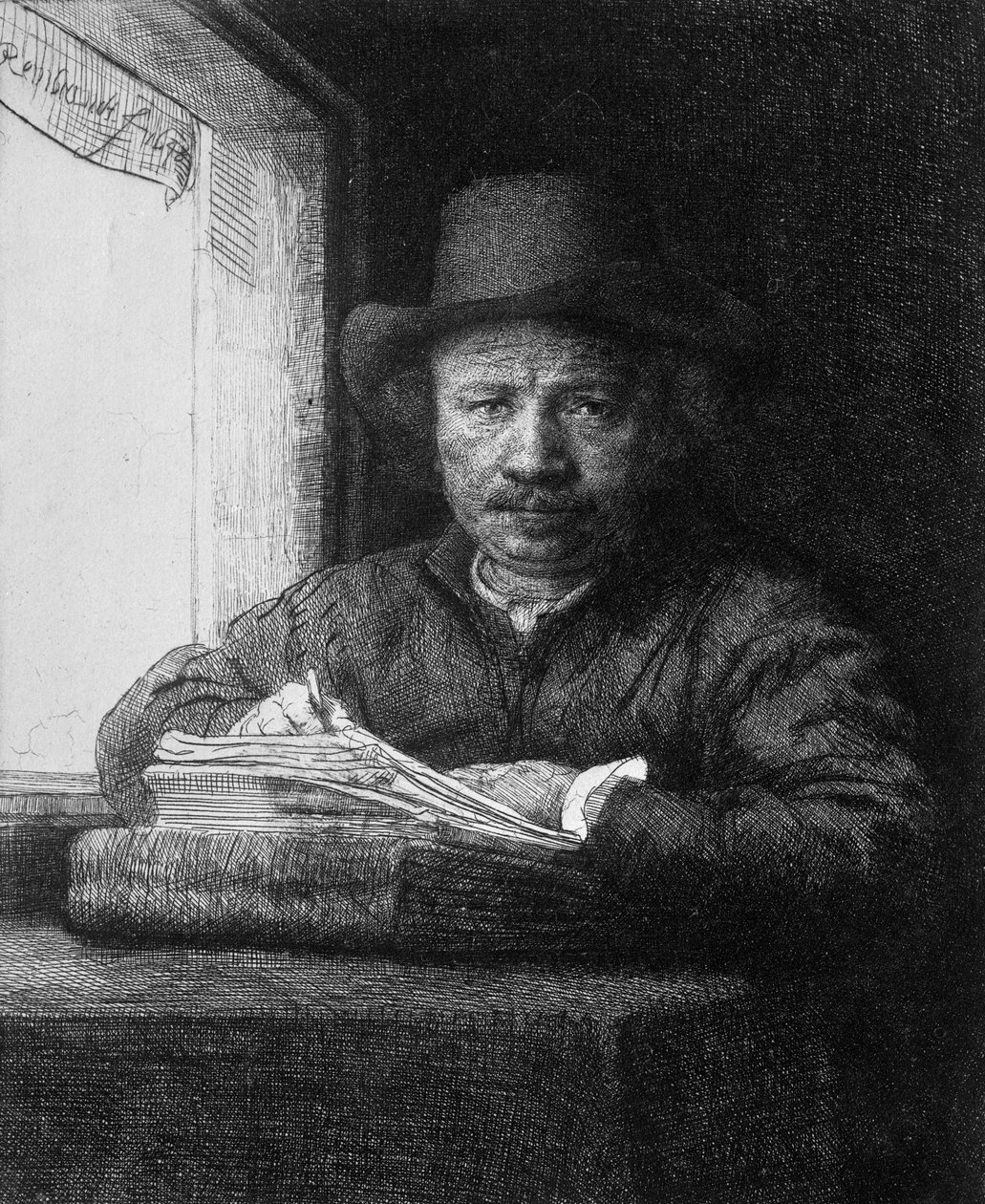 Selbstporträt beim Zeichnen, 1648 von Rembrandt van Rijn