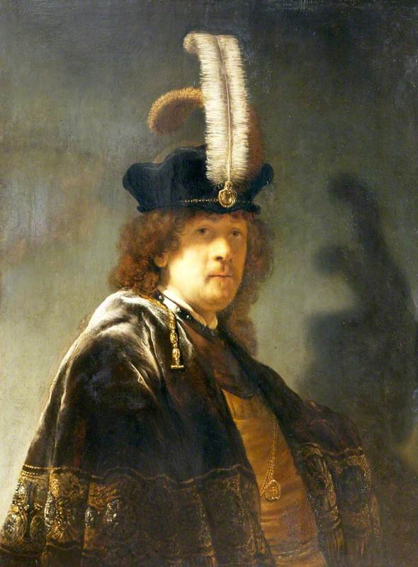 Selbstporträt mit Federhut von Rembrandt van Rijn