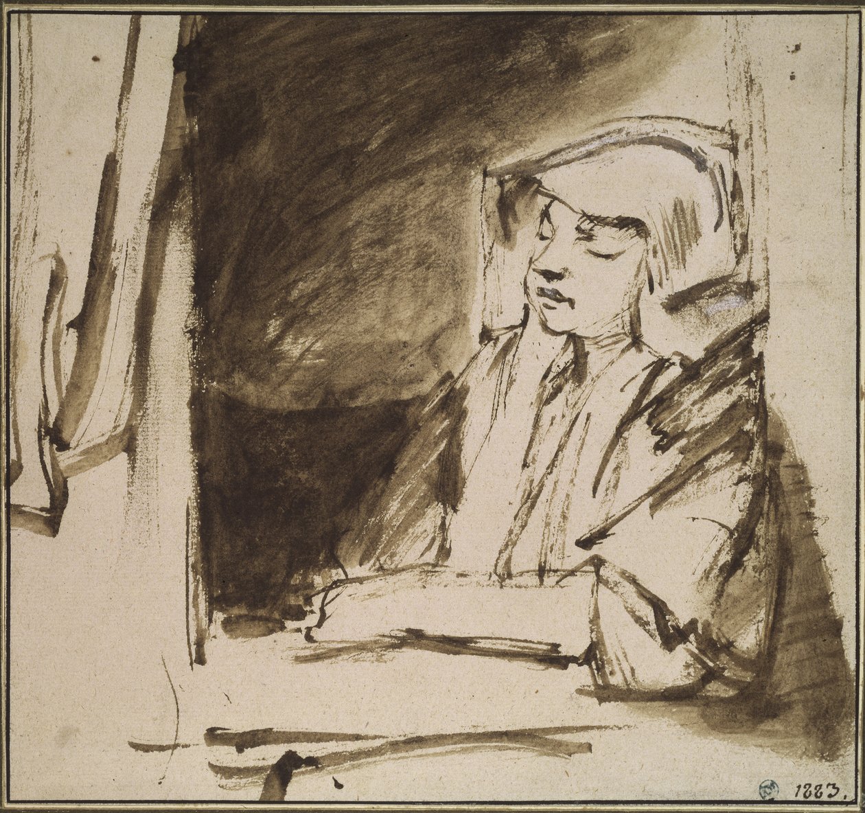 Frau am Fenster von Rembrandt van Rijn