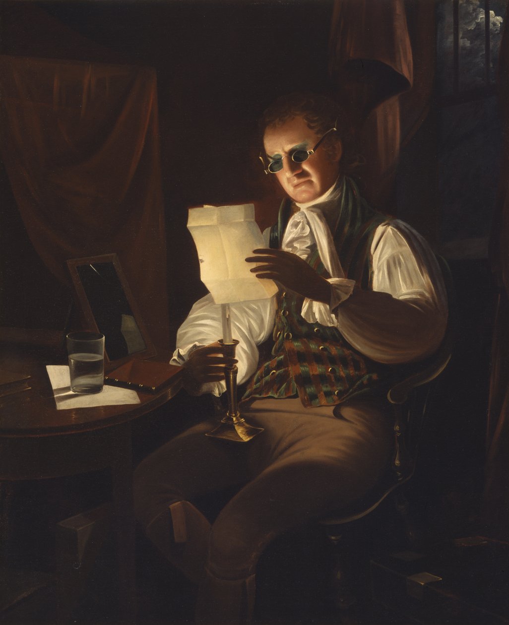 Mann liest bei Kerzenlicht, 1805-08 von Rembrandt Peale