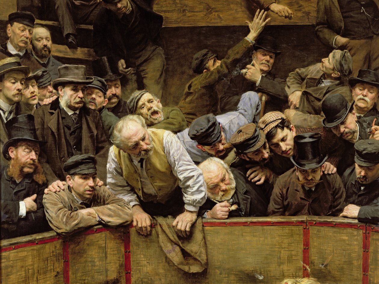Der Hahnenkampf (Detail) von Remy Cogghe
