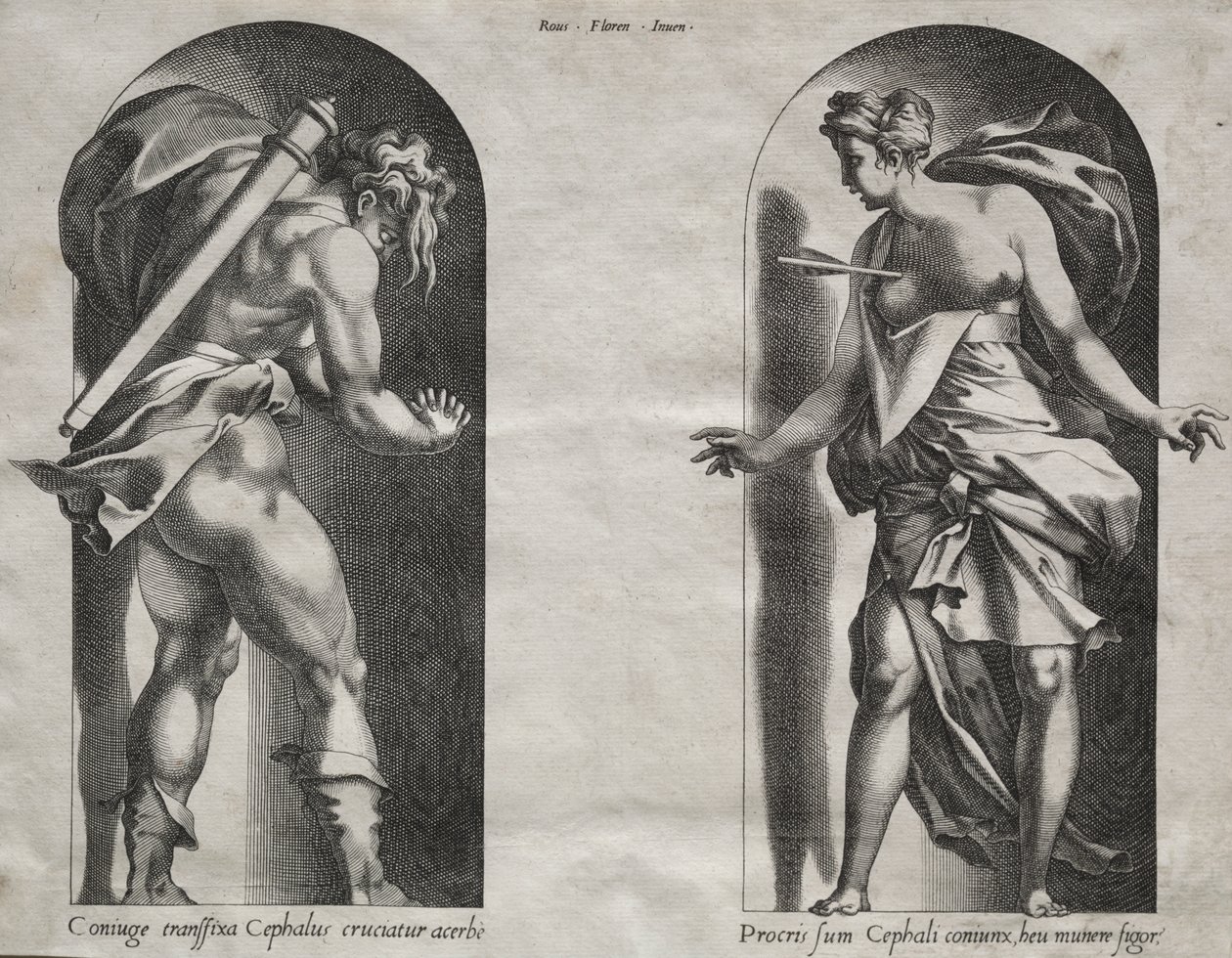 Cephalus und Procris in zwei Nischen von Rene Boyvin
