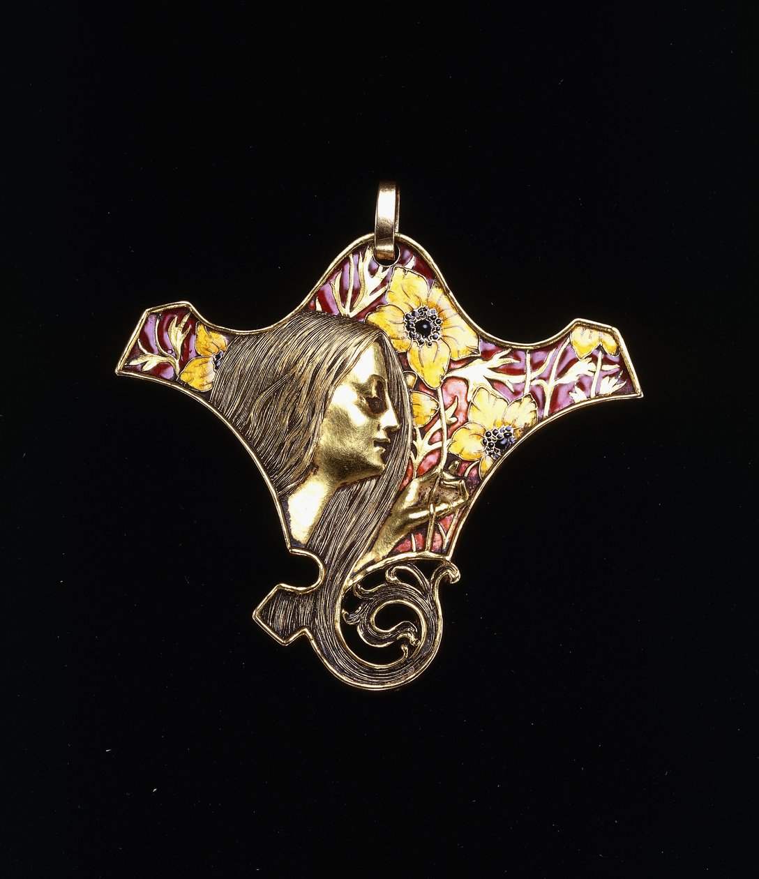 Ein Anhänger, der eine junge Maid darstellt von Rene Jules Lalique