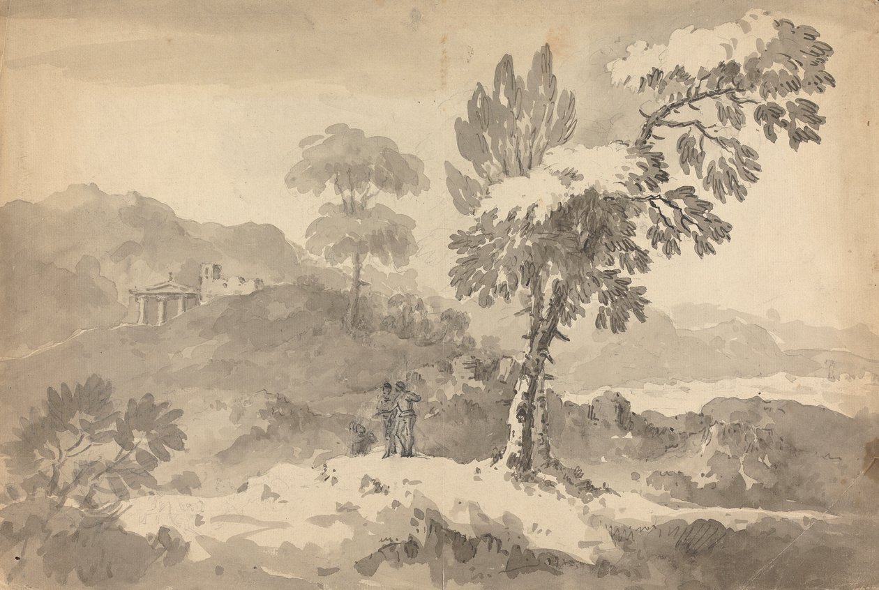 Drei Figuren in einer Landschaft von Rev. William Gilpin
