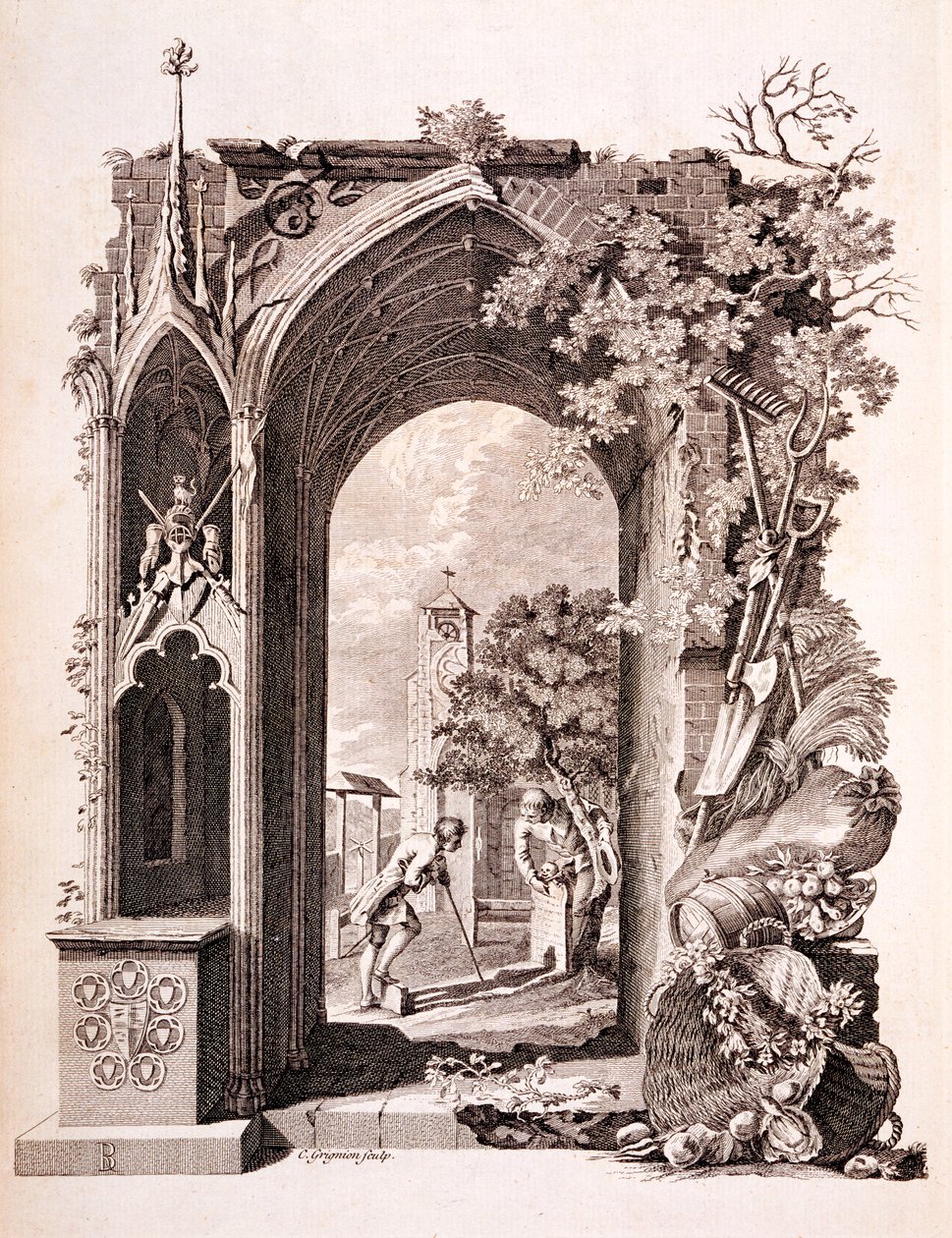 Elegie auf einem Landkirchhof, Illustration aus 