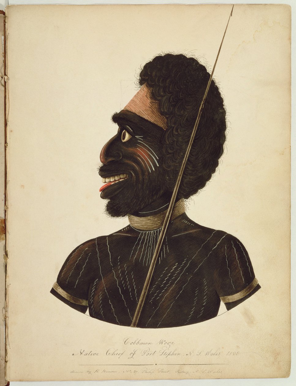 Cobbawn Wogi, einheimischer Häuptling von Port Stephen, NSW, 1820 von Richard Browne