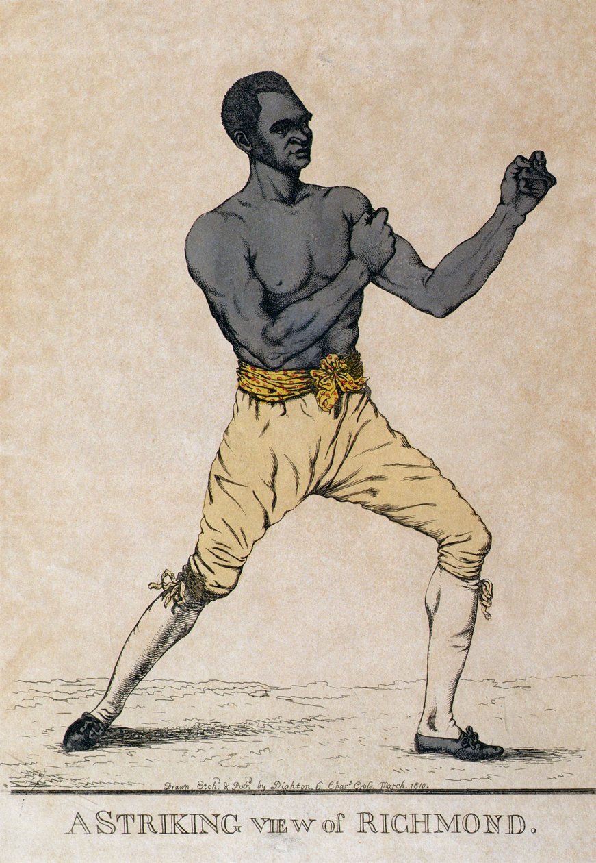 Ein beeindruckender Blick auf Richmond, ein Porträt des Boxers, 1810 von Richard Dighton