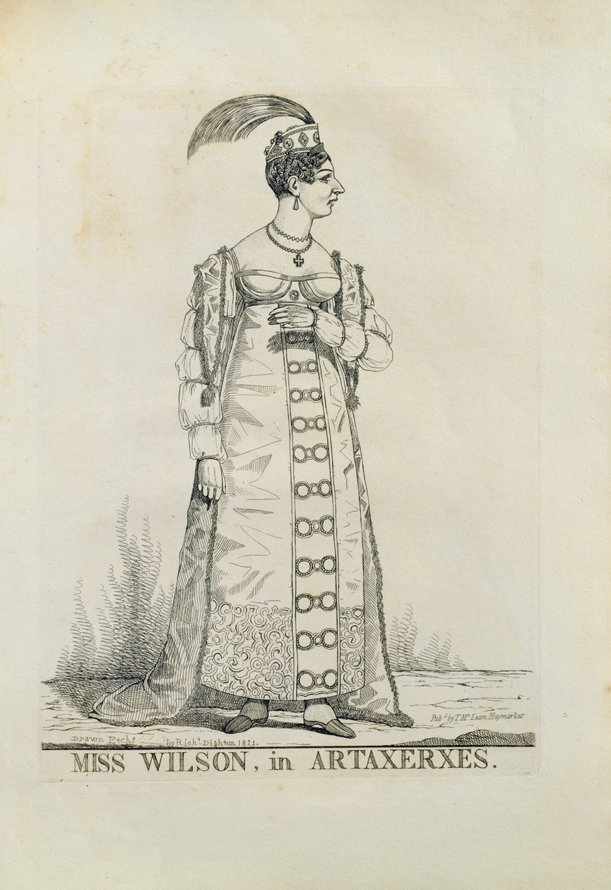 Miss Wilson in Artaxerxes, 1821 von Richard Dighton