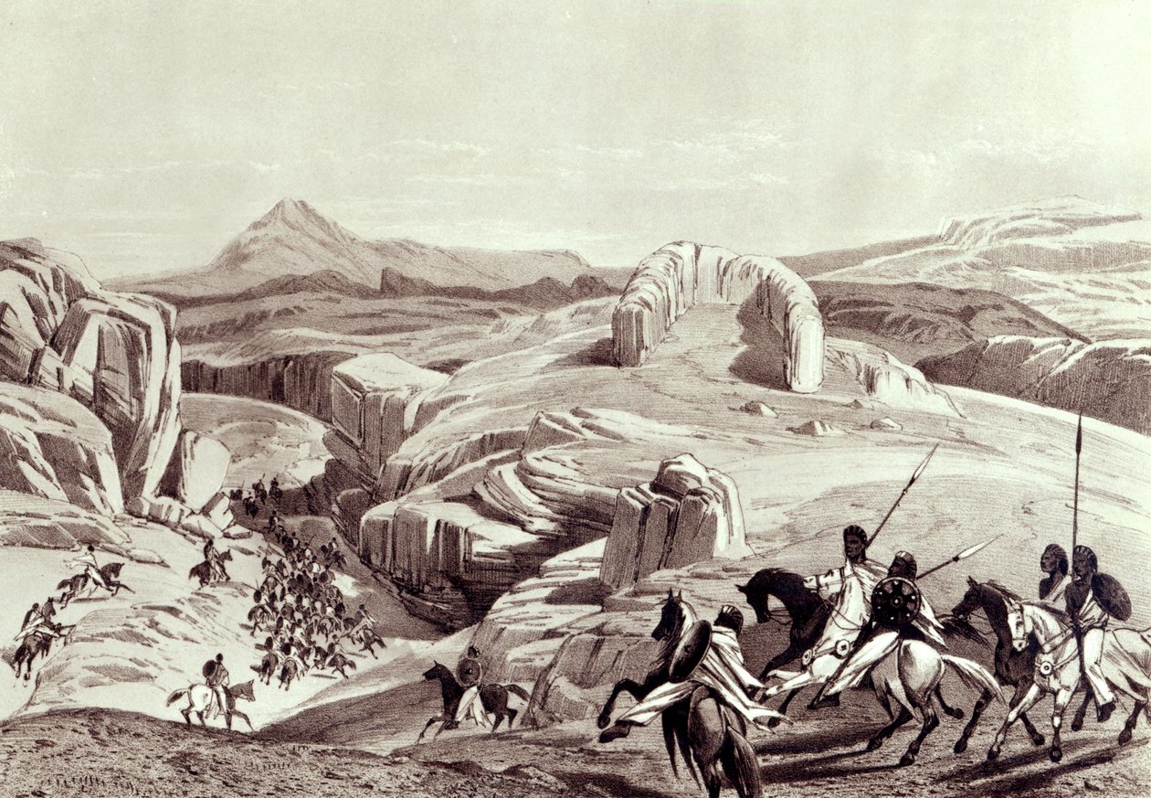 Wadela-Plateau (Abyssinische Reiter), graviert von J. Ferguson von Richard Rivington Holmes