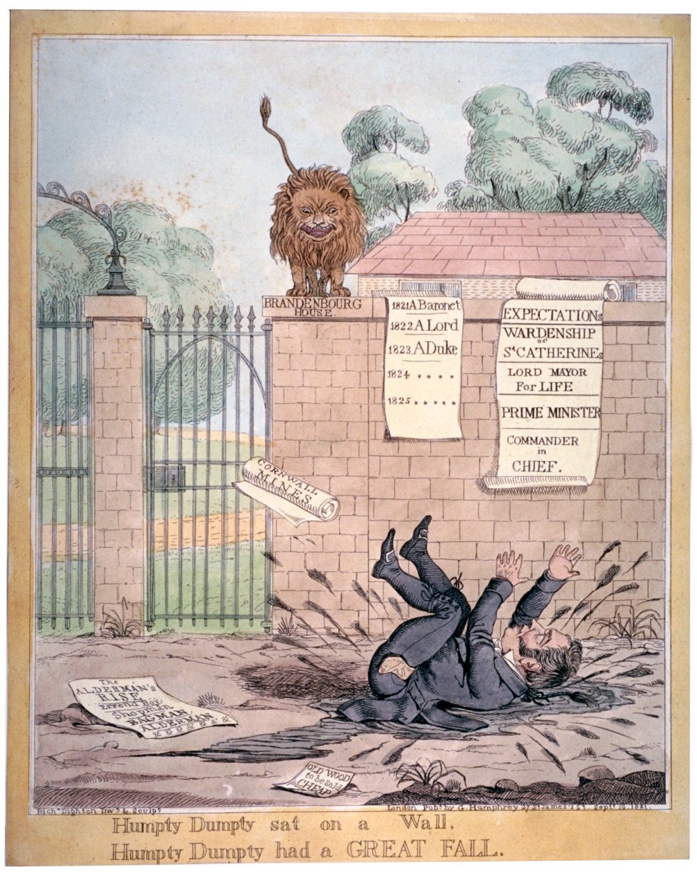 Humpty Dumpty saß auf einer Mauer, 1821 von Richard Dighton