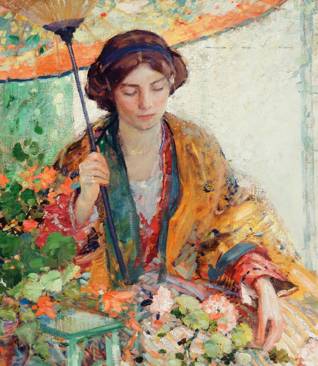 Frau mit Sonnenschirm von Richard Emil Miller